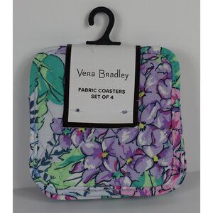 Vera Bradley HAPPY HYDRANGEAS Set of 4 Fabric Coasters - Dining Home Drink NEW!